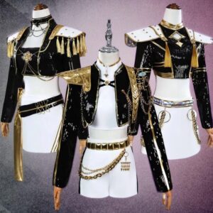 Kpop Demon Hunter Girls Group Black Gold Costume Set - Demon Hunter - Halloween Cosplay